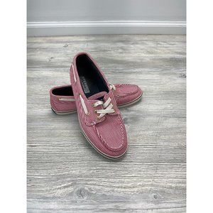 SPERRY  STRIPED RED & WHITE BOAT LOAFERS J11 SHOES